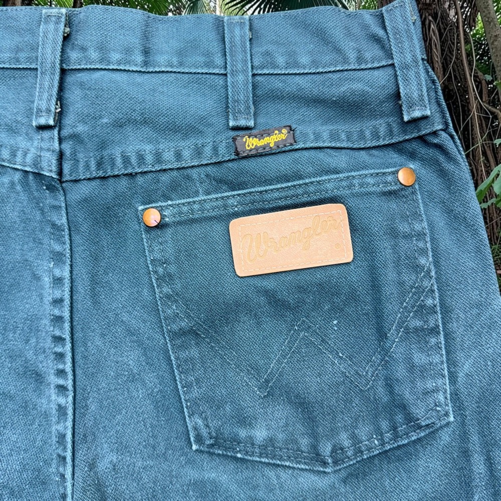 Vintage Wrangler 936NTG Faded Green Jeans Mens 31x36 Made In USA Straight Leg